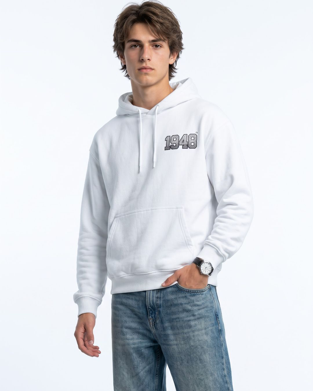 1948 Palestine oversized hoodie white model