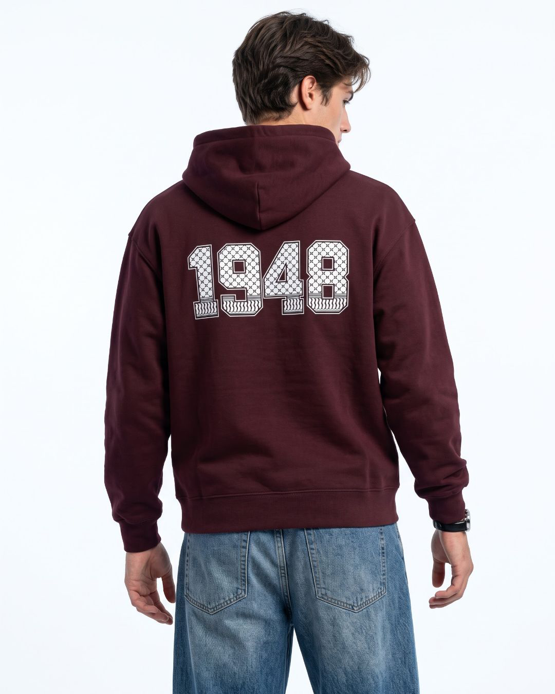 Keffiyeh 1948 hoodie maroon back detail