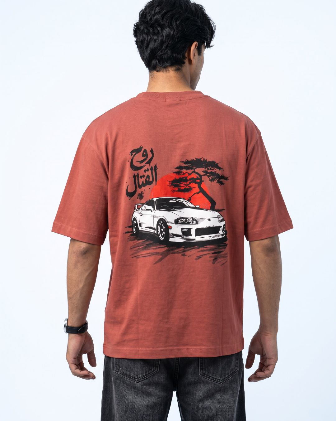 Rising Sun Supra coral oversized t-shirt back graphic